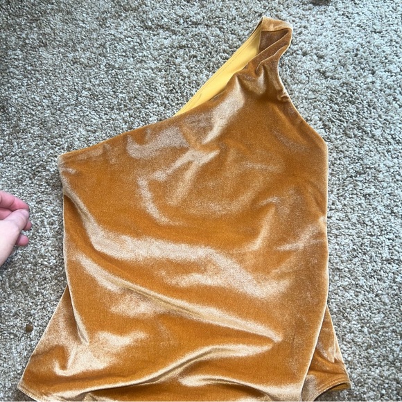 Gold Velour Bodysuit + Bralette - Picture 4 of 9